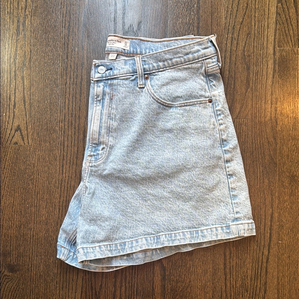 Abercrombie & Fitch Light Blue High Rise Denim Shorts